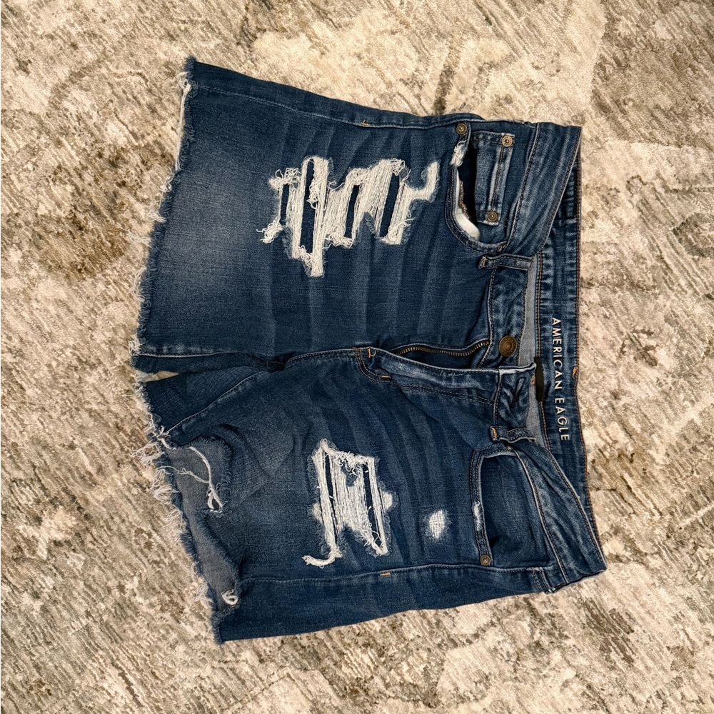 American Eagle Blue Ripped Denim Shorts
